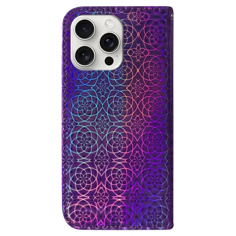 For iPhone 16 Pro Case Dazzling Flower Anti-Drop Leather Phone Cover