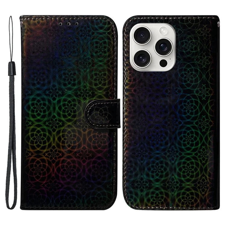For iPhone 16 Pro Case Dazzling Flower Anti-Drop Leather Phone Cover