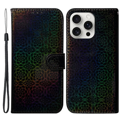 For iPhone 16 Pro Case Dazzling Flower Anti-Drop Leather Phone Cover