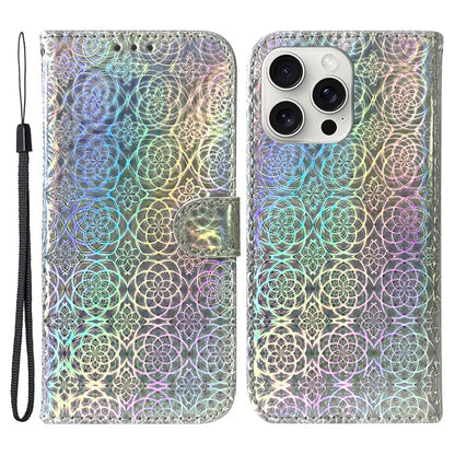 For iPhone 16 Pro Case Dazzling Flower Anti-Drop Leather Phone Cover