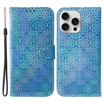 For iPhone 16 Pro Case Dazzling Flower Anti-Drop Leather Phone Cover
