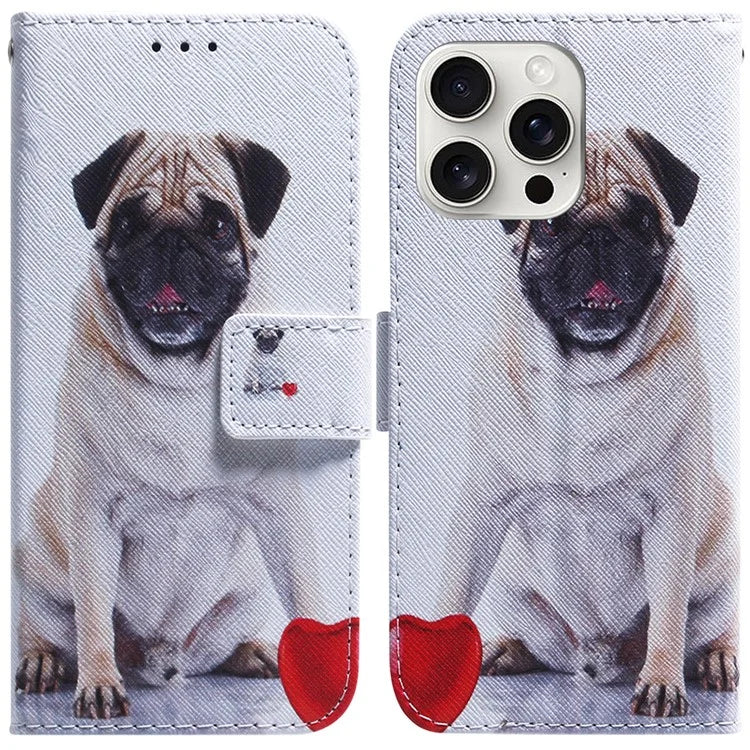 For iPhone 16 Pro Wallet Case Pattern Print Leather Phone Cover