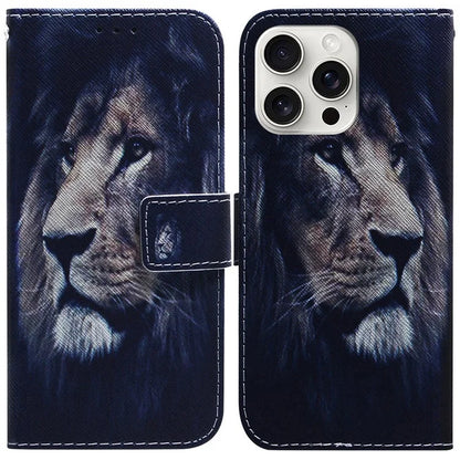 For iPhone 16 Pro Wallet Case Pattern Print Leather Phone Cover