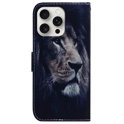 For iPhone 16 Pro Wallet Case Pattern Print Leather Phone Cover