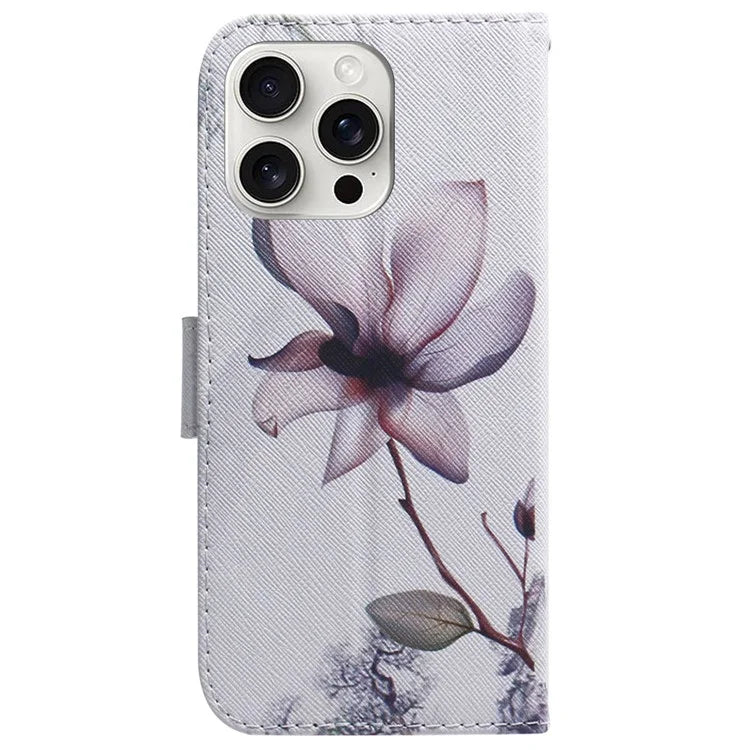 For iPhone 16 Pro Wallet Case Pattern Print Leather Phone Cover