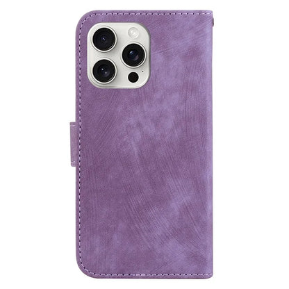 For iPhone 16 Pro Stand Case Cute Tiger Imprint Leather Wallet Phone Cover