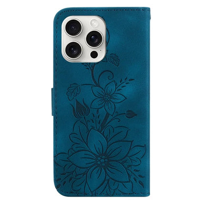 For iPhone 16 Pro Wallet Case PU Leather Phone Cover Flower Imprinted