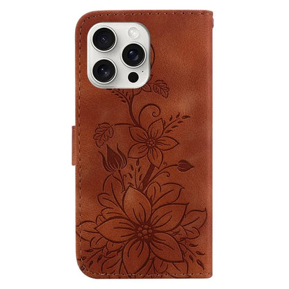 For iPhone 16 Pro Wallet Case PU Leather Phone Cover Flower Imprinted