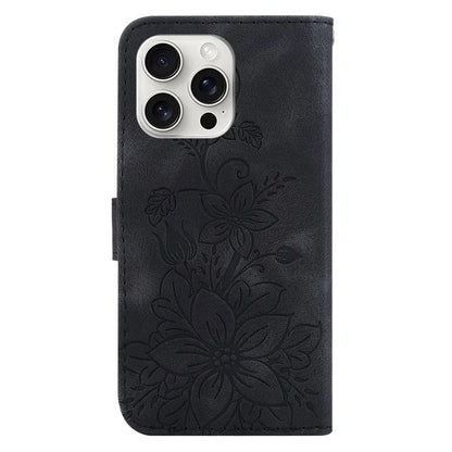 For iPhone 16 Pro Wallet Case PU Leather Phone Cover Flower Imprinted