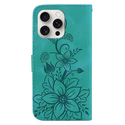 For iPhone 16 Pro Wallet Case PU Leather Phone Cover Flower Imprinted