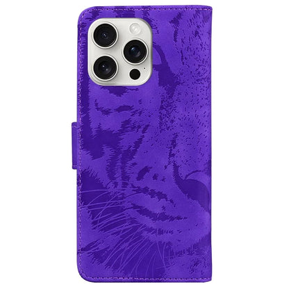 For iPhone 16 Pro Case Tiger Imprint Leather Shockproof Wallet Phone Cover