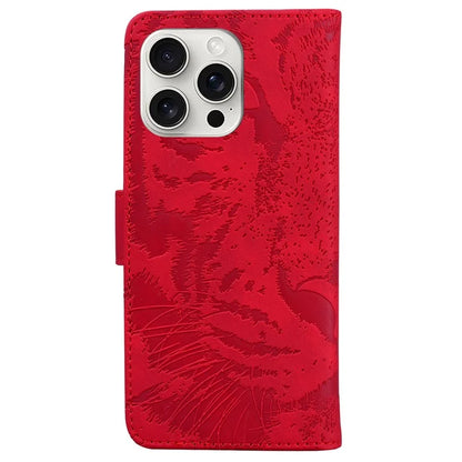 For iPhone 16 Pro Case Tiger Imprint Leather Shockproof Wallet Phone Cover