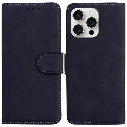 For iPhone 16 Pro Case Solid Color PU Leather Stand Phone Cover