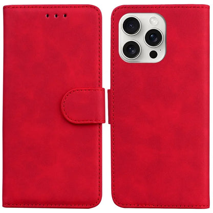For iPhone 16 Pro Case Solid Color PU Leather Stand Phone Cover