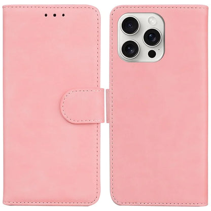 For iPhone 16 Pro Case Solid Color PU Leather Stand Phone Cover