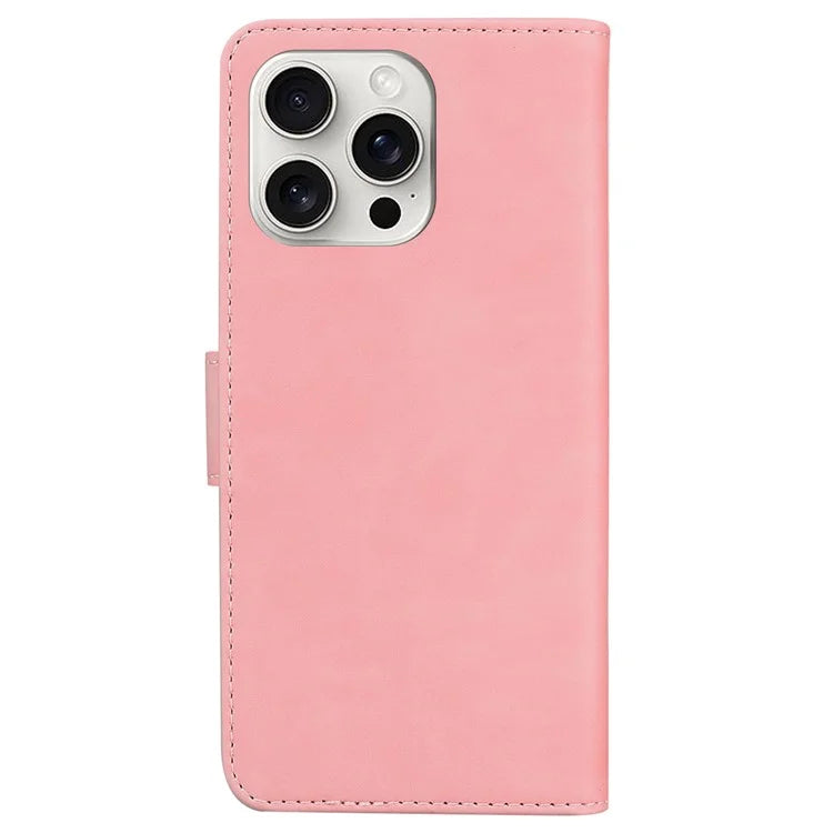For iPhone 16 Pro Case Solid Color PU Leather Stand Phone Cover
