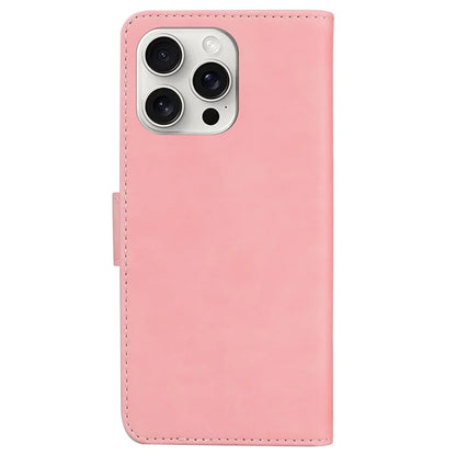 For iPhone 16 Pro Case Solid Color PU Leather Stand Phone Cover