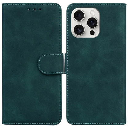 For iPhone 16 Pro Case Solid Color PU Leather Stand Phone Cover