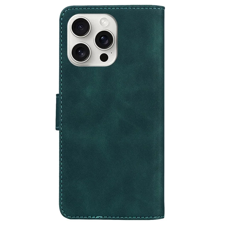 For iPhone 16 Pro Case Solid Color PU Leather Stand Phone Cover