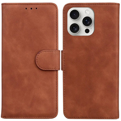For iPhone 16 Pro Case Solid Color PU Leather Stand Phone Cover