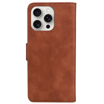 For iPhone 16 Pro Case Solid Color PU Leather Stand Phone Cover