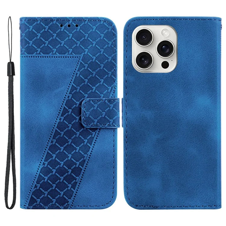 For iPhone 16 Pro Case 7-Shaped Pattern Leather Shockproof Phone Cover