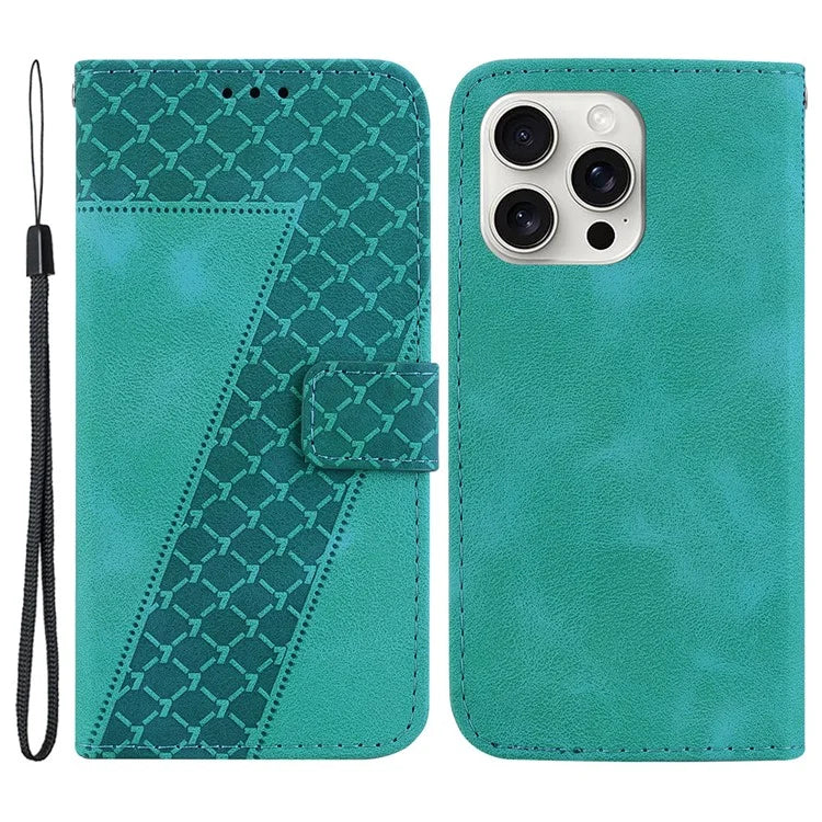 For iPhone 16 Pro Case 7-Shaped Pattern Leather Shockproof Phone Cover