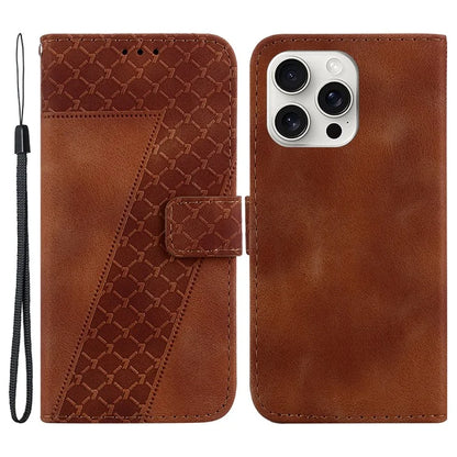 For iPhone 16 Pro Case 7-Shaped Pattern Leather Shockproof Phone Cover