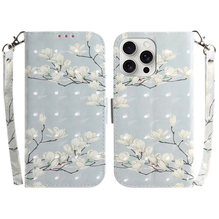 For iPhone 16 Pro Wallet Case 3D Pattern Print Leather Phone Cover