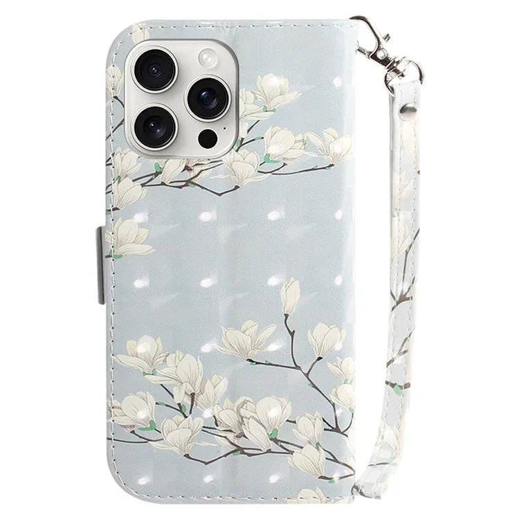 For iPhone 16 Pro Wallet Case 3D Pattern Print Leather Phone Cover