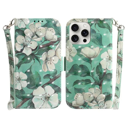 For iPhone 16 Pro Wallet Case 3D Pattern Print Leather Phone Cover