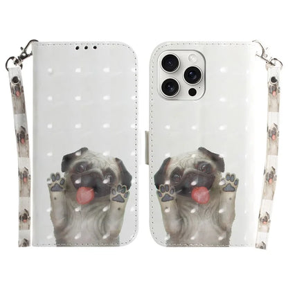 For iPhone 16 Pro Wallet Case 3D Pattern Print Leather Phone Cover
