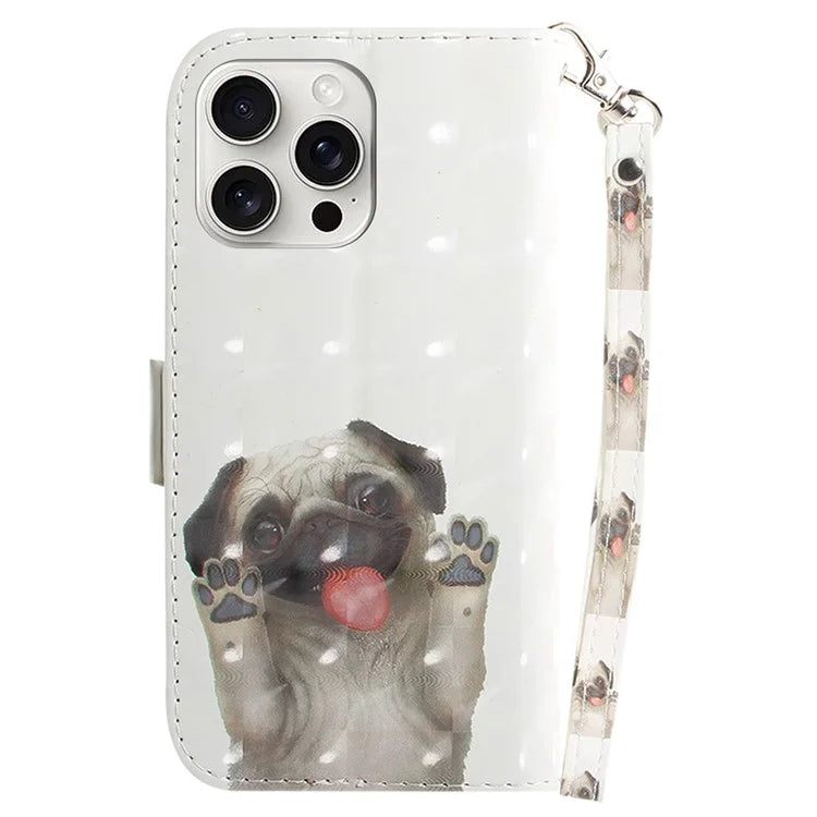 For iPhone 16 Pro Wallet Case 3D Pattern Print Leather Phone Cover