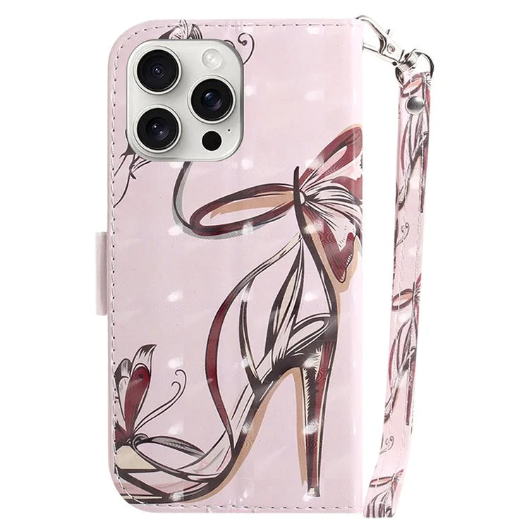 For iPhone 16 Pro Wallet Case 3D Pattern Print Leather Phone Cover