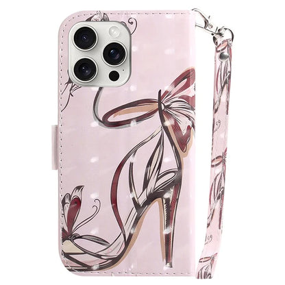 For iPhone 16 Pro Wallet Case 3D Pattern Print Leather Phone Cover