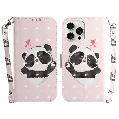 For iPhone 16 Pro Wallet Case 3D Pattern Print Leather Phone Cover