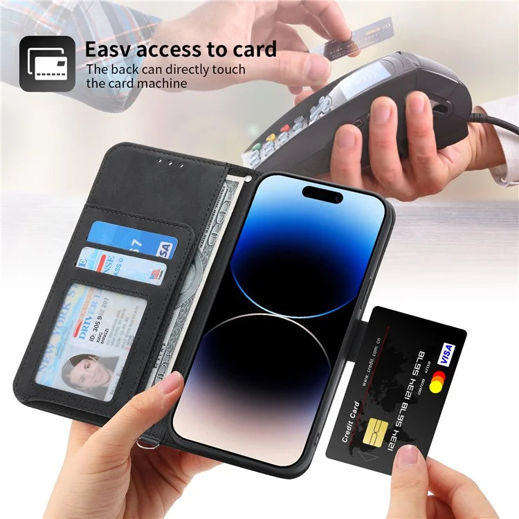 For iPhone 16 Plus Leather Case Multiple Card Slots Phone Cover with 2 Straps