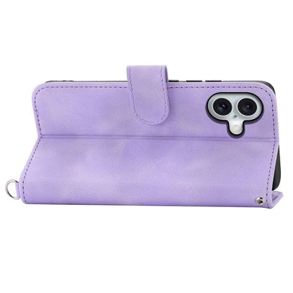For iPhone 16 Plus Leather Case Multiple Card Slots Phone Cover with 2 Straps