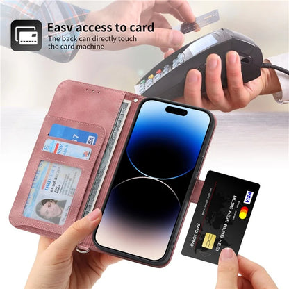 For iPhone 16 Plus Leather Case Multiple Card Slots Phone Cover with 2 Straps