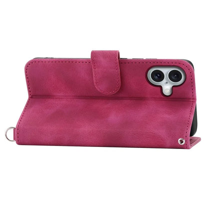 For iPhone 16 Plus Leather Case Multiple Card Slots Phone Cover with 2 Straps