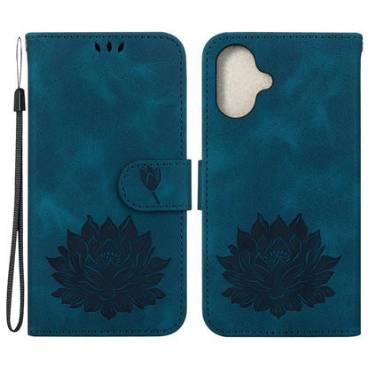 For iPhone 16 Plus Phone Case Lotus Imprint Leather Stand Wallet Cover
