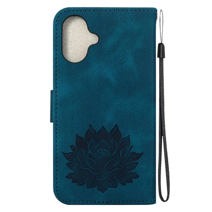 For iPhone 16 Plus Phone Case Lotus Imprint Leather Stand Wallet Cover