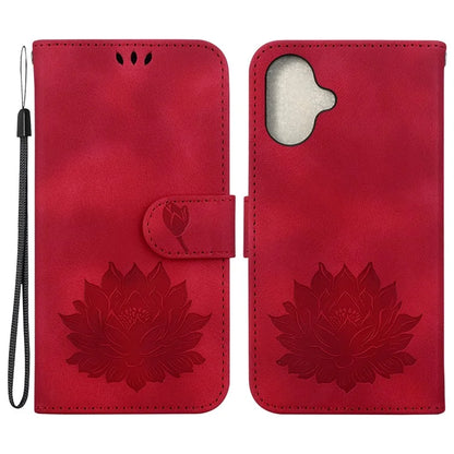 For iPhone 16 Plus Phone Case Lotus Imprint Leather Stand Wallet Cover