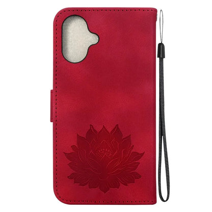 For iPhone 16 Plus Phone Case Lotus Imprint Leather Stand Wallet Cover