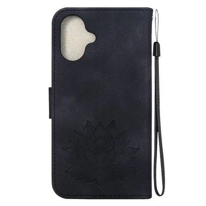For iPhone 16 Plus Phone Case Lotus Imprint Leather Stand Wallet Cover