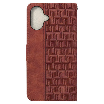 For iPhone 16 Plus Case PU Leather Geometry Imprint Wallet Phone Cover