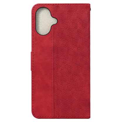 For iPhone 16 Plus Case PU Leather Geometry Imprint Wallet Phone Cover