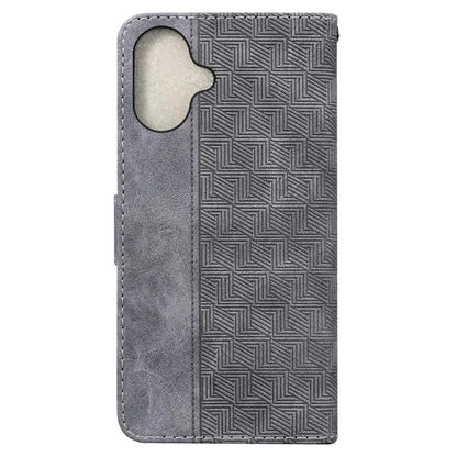 For iPhone 16 Plus Case PU Leather Geometry Imprint Wallet Phone Cover
