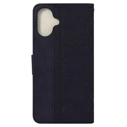 For iPhone 16 Plus Case PU Leather Geometry Imprint Wallet Phone Cover