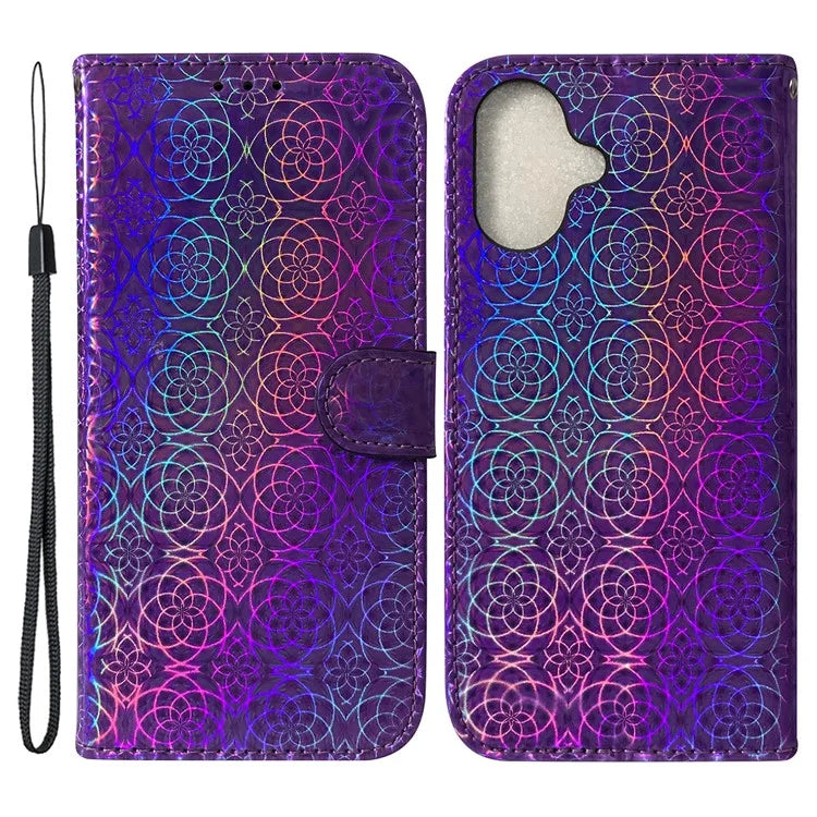 For iPhone 16 Plus Case Dazzling Flower Anti-Drop Leather Phone Cover